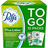 Puffs Plus Lotion Travel-Size Pocket Facial Tissues, 10 To Go Packs, 10 Tissues per Pack