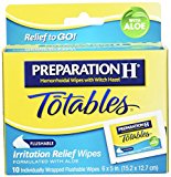 Preparation H Medicated Hemorrhoidal Wipes To Go With Aloe, 6" x 5" 10 Wipes (2 Pack)