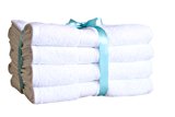 Premium Bamboo Cotton Bath Towels - Natural, Ultra Absorbent and Eco-Friendly 30" X 52" (Gift Set of 4) (White)