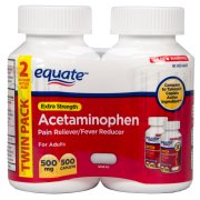 Equate Extra-Strength Acetaminophen Pain Reliever/Fever Reducer, 500mg, 250 ct , 2 pk