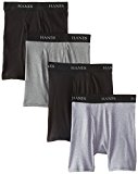 Hanes Boys' 4 Pack Ultimate Comfort Flex Black and Grey Dyed Boxer Brief, Assorted, Large