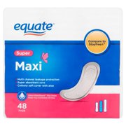 Equate Maxi Pads with Aloe, Moderate, Super, 48 Ct