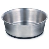 ProSelect Stainless Steel Dog Bowl with Rubber Base, 4-1/2-Inch, 9-Ounce