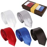 Bundle Monster 5pc Solid Color Mens Trendy Fashion Business 2" Wide Skinny Necktie Ties - Set 9