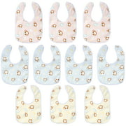 Atopoler 10pcs Baby Bibs Waterproof Breathable Snap Bibs for Eating Drooling and Teething