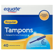 Equate Tampons with Plastic Applicators, Unscented, Regular (40 Count)