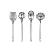 Mainstays Stainless Steel 4-Piece Kitchen Utensil Set, Spatula, Slotted Spoon, Ladle and Pasta Spoon