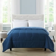 Mainstays Reversible Microfiber Comforter, Navy, Twin/Twin XL