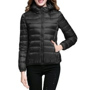 Women's Parkas Women Warm Waterproof Lightweight Jacket Hooded Windproof Winter Coat with Recycled Insulation Winter Slim Short Hooded Warm White Duck Down Coat Outerwear S Black