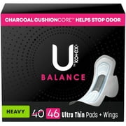 U by Kotex Balance Ultra Thin Pads with Wings, Heavy Absorbency, 46 Count