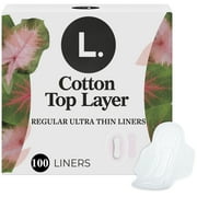 L. Ultra Thin Liners for Women, Regular Coverage, Cotton Top Layer, Unscented Pantiliners, 100 Count