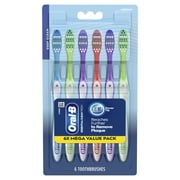 Oral-B Essential Clean Toothbrush, Medium, Gentle On Gums & Teeth, 6 Count for Adults and Children 3+