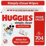 Huggies Simply Clean Unscented Baby Wipes, 11 Flip-Top Packs, 704 Total Ct (Select for More)