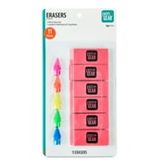 Pen+Gear Eraser Combo Pack, 11 Count â€“ 6 Pink Block Erasers & 5 Cap Erasers, Assorted Colors