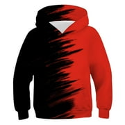 Boys Fleece Lined Hoodie Sweatshirt Long Sleeve Crewneck Tops Loose Pullover Hooded Sweatshirt Solid Clothes 7-14 Years Red 7-8 Years