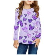 ZOYOEN Girls Long Sleeve T Shirts- Casual Crewneck Fashion Kids Graphic Tops Multicolor Size 13-14