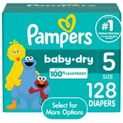 Pampers Baby Dry Diapers Size 5, 128 Count (Select for More Options)