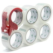 Heavy Duty Transparent Packing Tape with Dispenser - 6Rolls, Total 360Y, 2.4 mil, 1.88 inch x 60 Yards, Clear Packaging Tape Refills for Shipping, Mailing, Moving & Storage