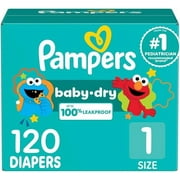Pampers Diapers - Baby Dry - Size 1, 120 Count, Absorbent Disposable Infant Diaper