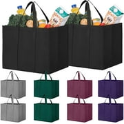 10 Pack Reusable Grocery Bags, Foldable Heavy Duty Large Non-Woven Tote Bags with Handles, 5 Colors