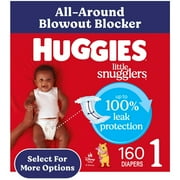Huggies Little Snugglers Fragrance Free Baby Diapers, Size 1 (8-14 lbs), 160 Count (Select for More)