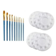 Art Craft Painting Supplies 10-Piece Brush Set 6-Pack Tray for Kids Home DIY Stationery School Drawing Watercolor Acrylic Activity Complete Kit Versatile 6PCS